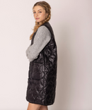 Solid Quilted Long Vest