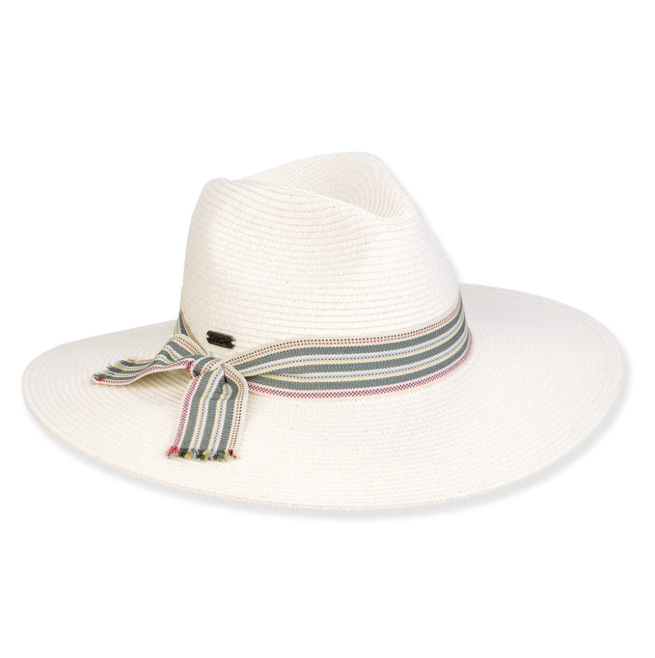 White Safari Hat with Ribbon Detail