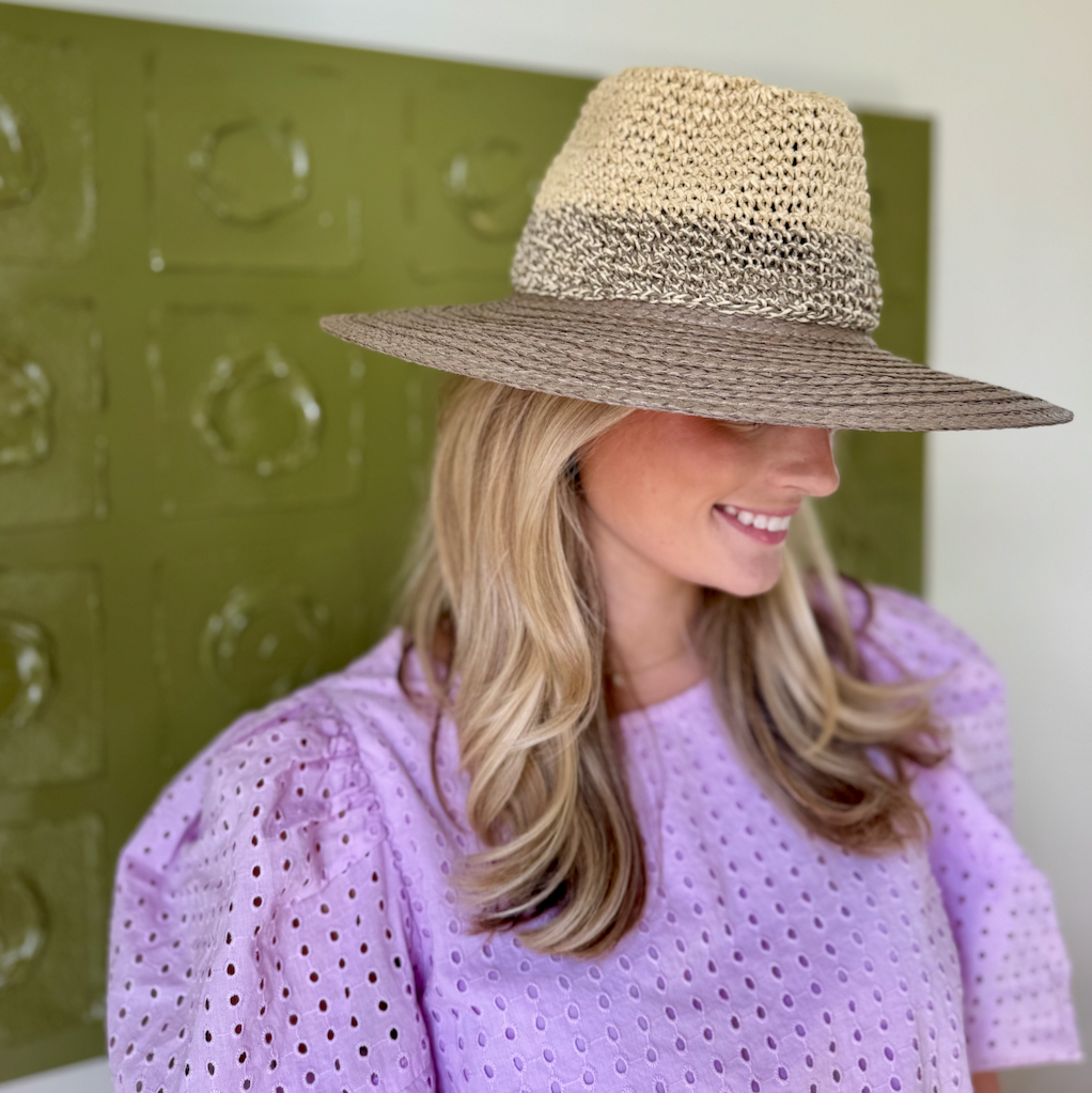Two Tone Contrast Straw Hat