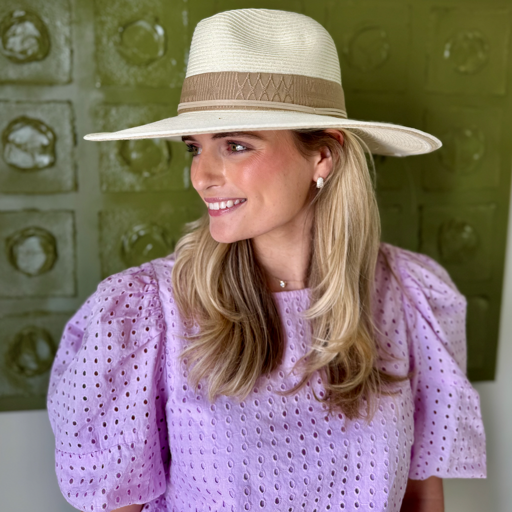 White Safari Hat with Ribbon Detail