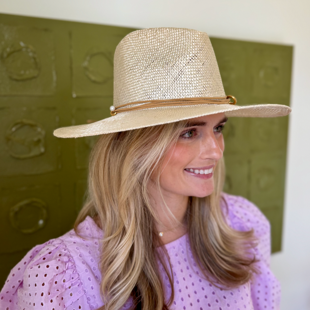 Natural Straw Hat with Accessories + Removable Chain Strap