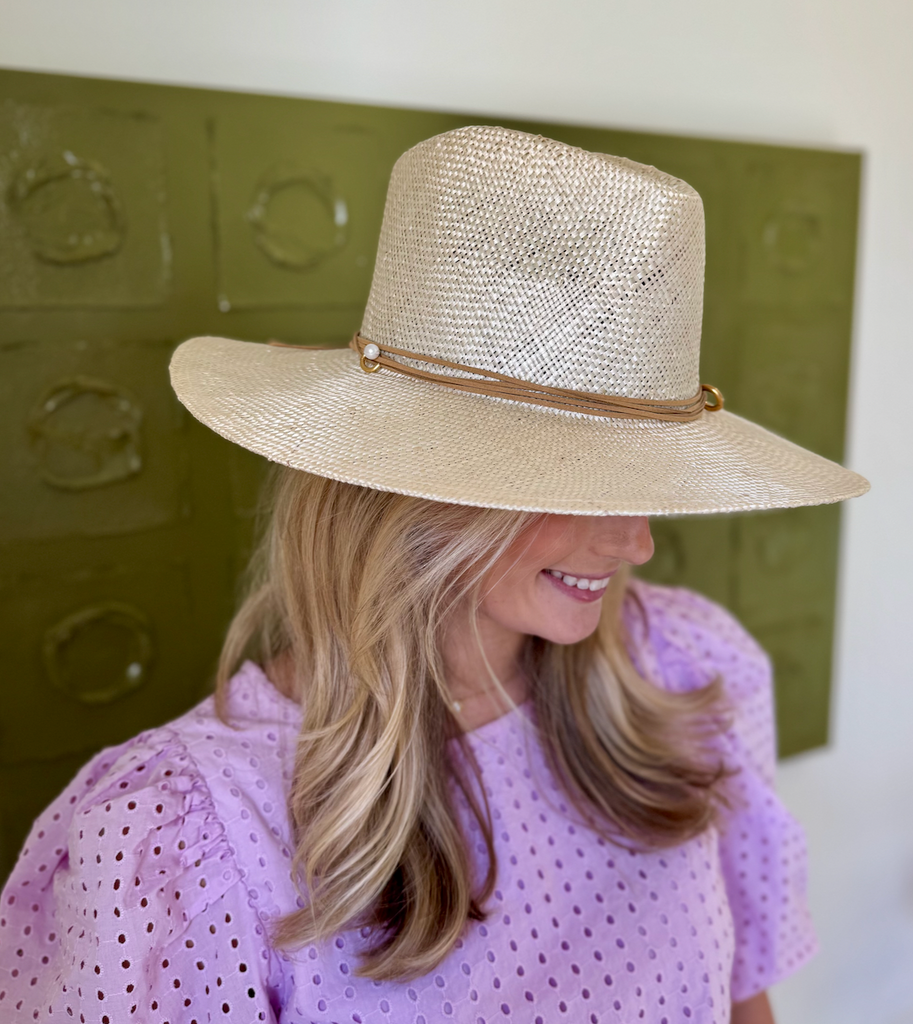 Natural Straw Hat with Accessories + Removable Chain Strap