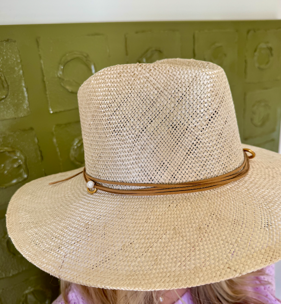 Natural Straw Hat with Accessories + Removable Chain Strap