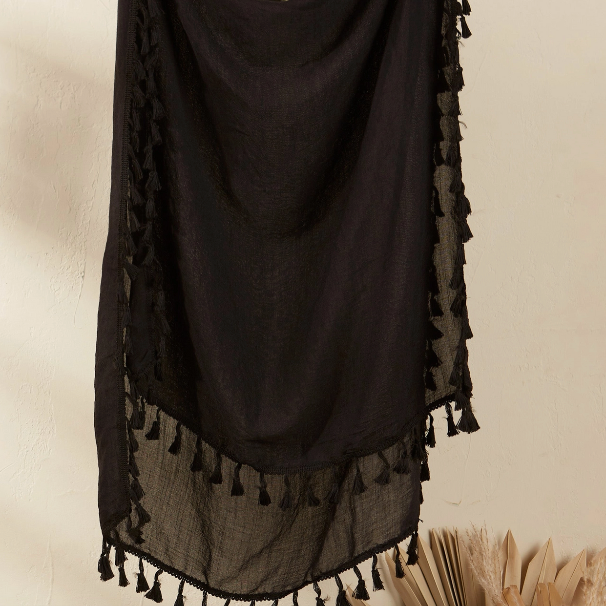Black Beach Sarong with Tassels