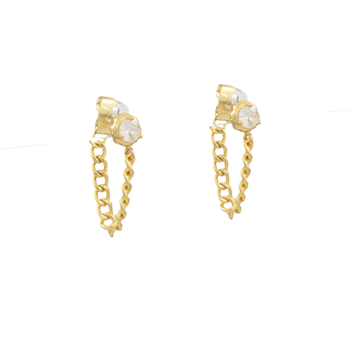 CZ & Chain Drop Earrings