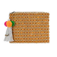 Beaded Pom Pom Tassel Clutch