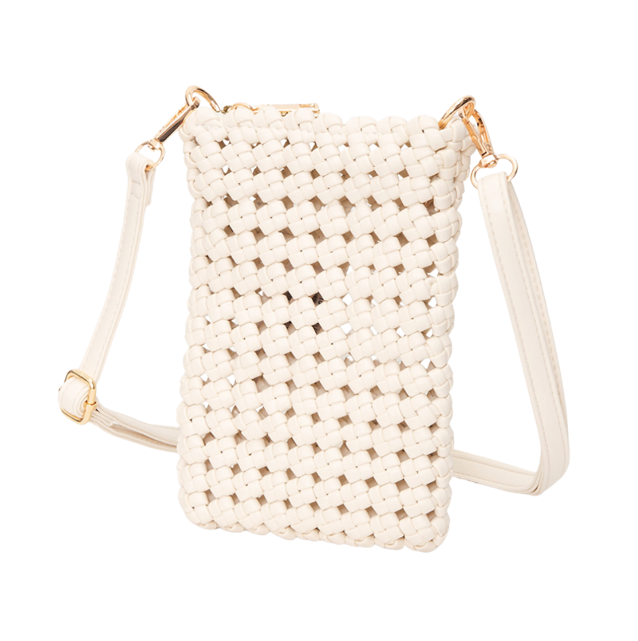Faux Leather Woven Small Crossbody Bag