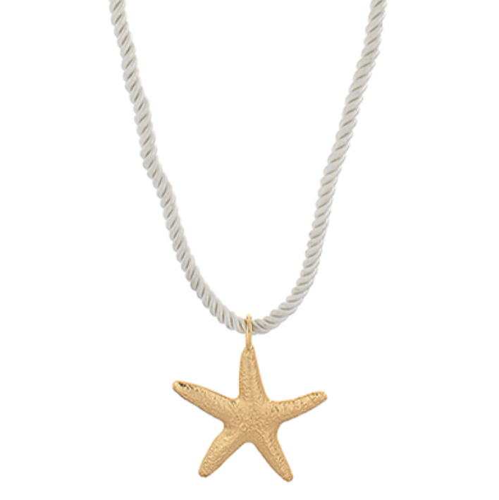 Hammered Pendant Cord Necklace (Shell & Starfish included!)