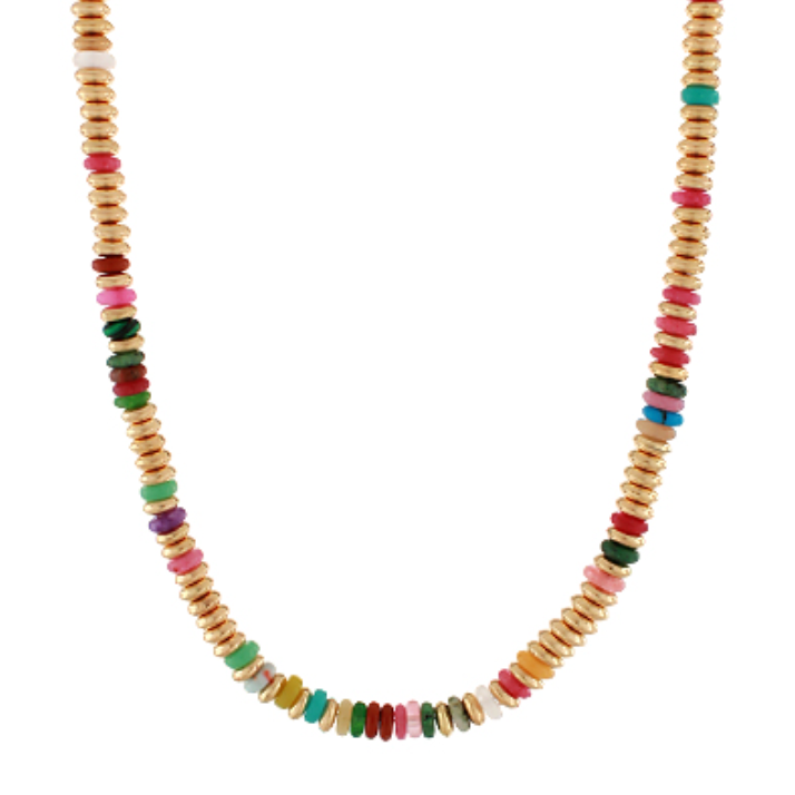 Metal & Gemstone Bead Necklace