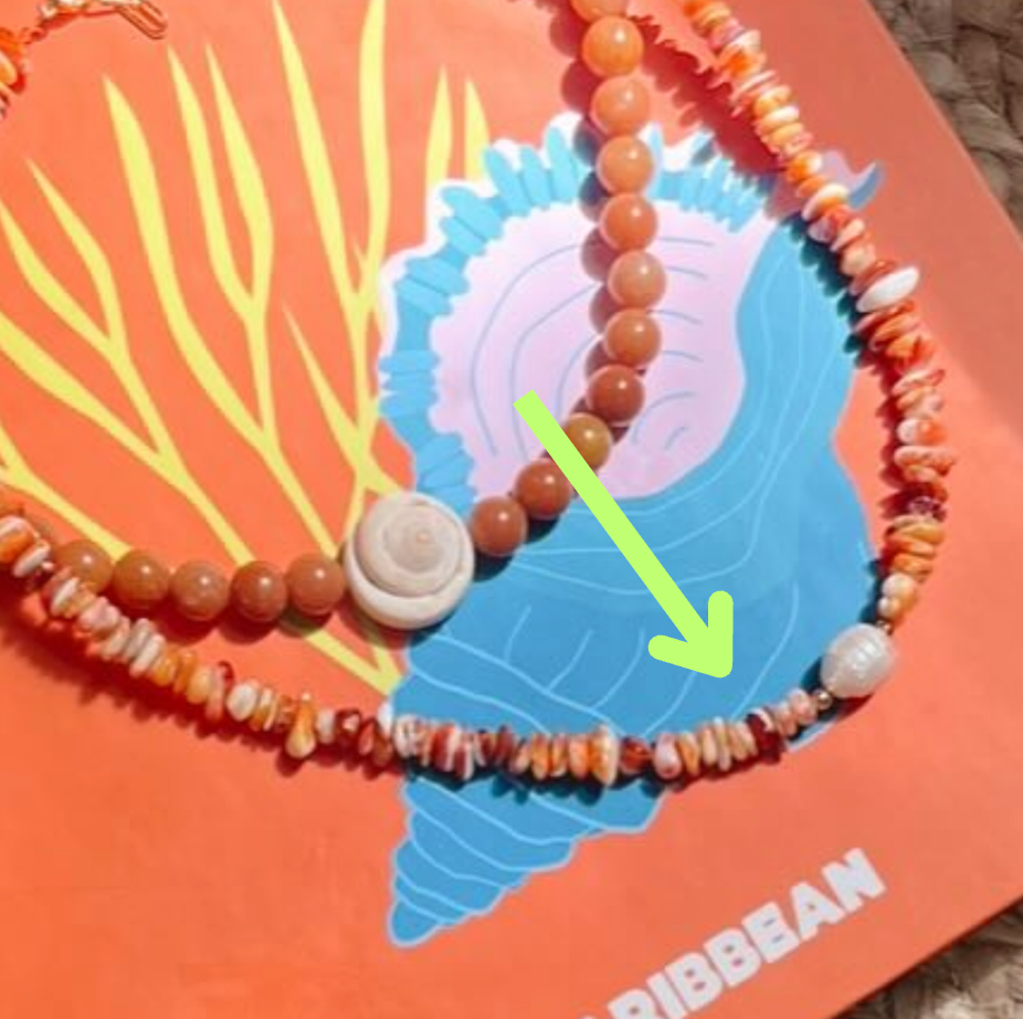 Gemstone Beaded Necklace with Orange Accents