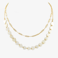 2 Layered Heart Bead & Chain Necklace