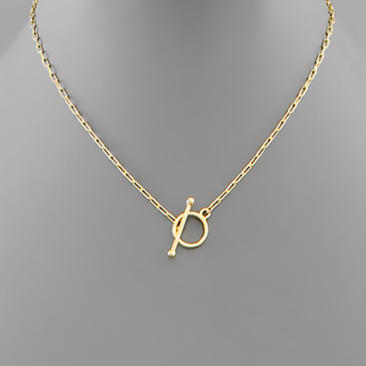 Paper Clip Chain Toggle Necklace