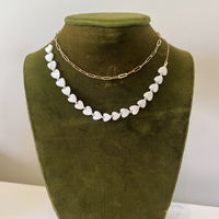 2 Layered Heart Bead & Chain Necklace