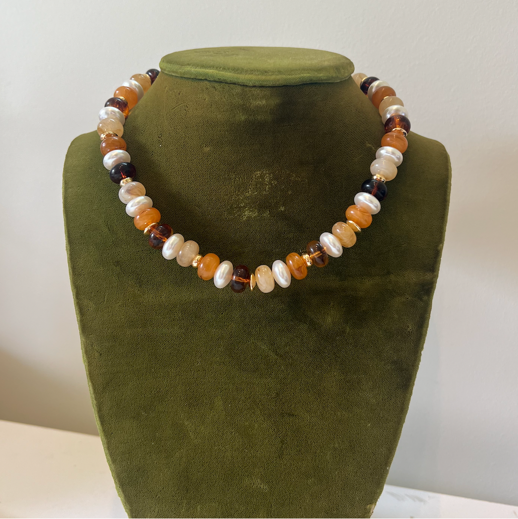 Marble & CCB Beaded Necklace