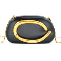 Black Clutch with Gold Handle