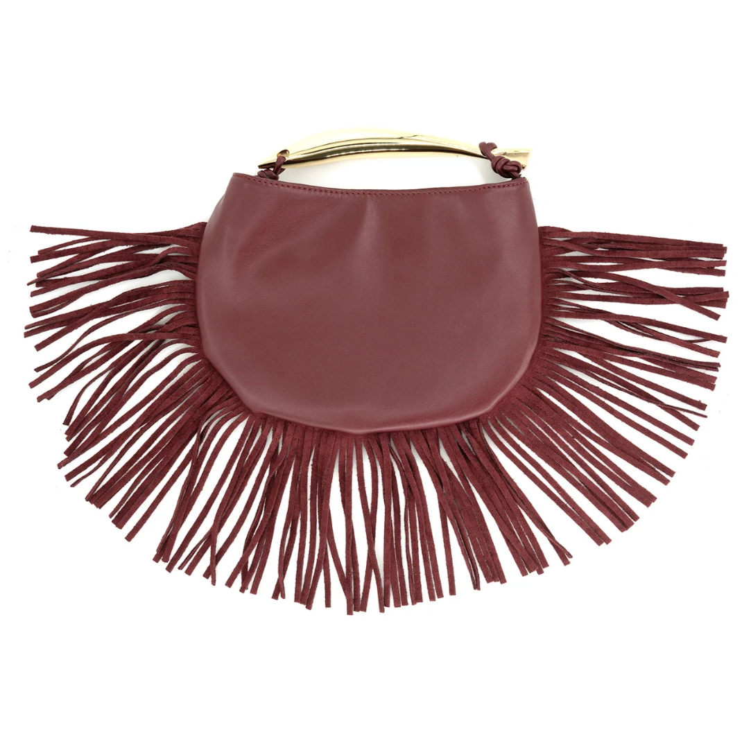 Burgundy Fringed Bag