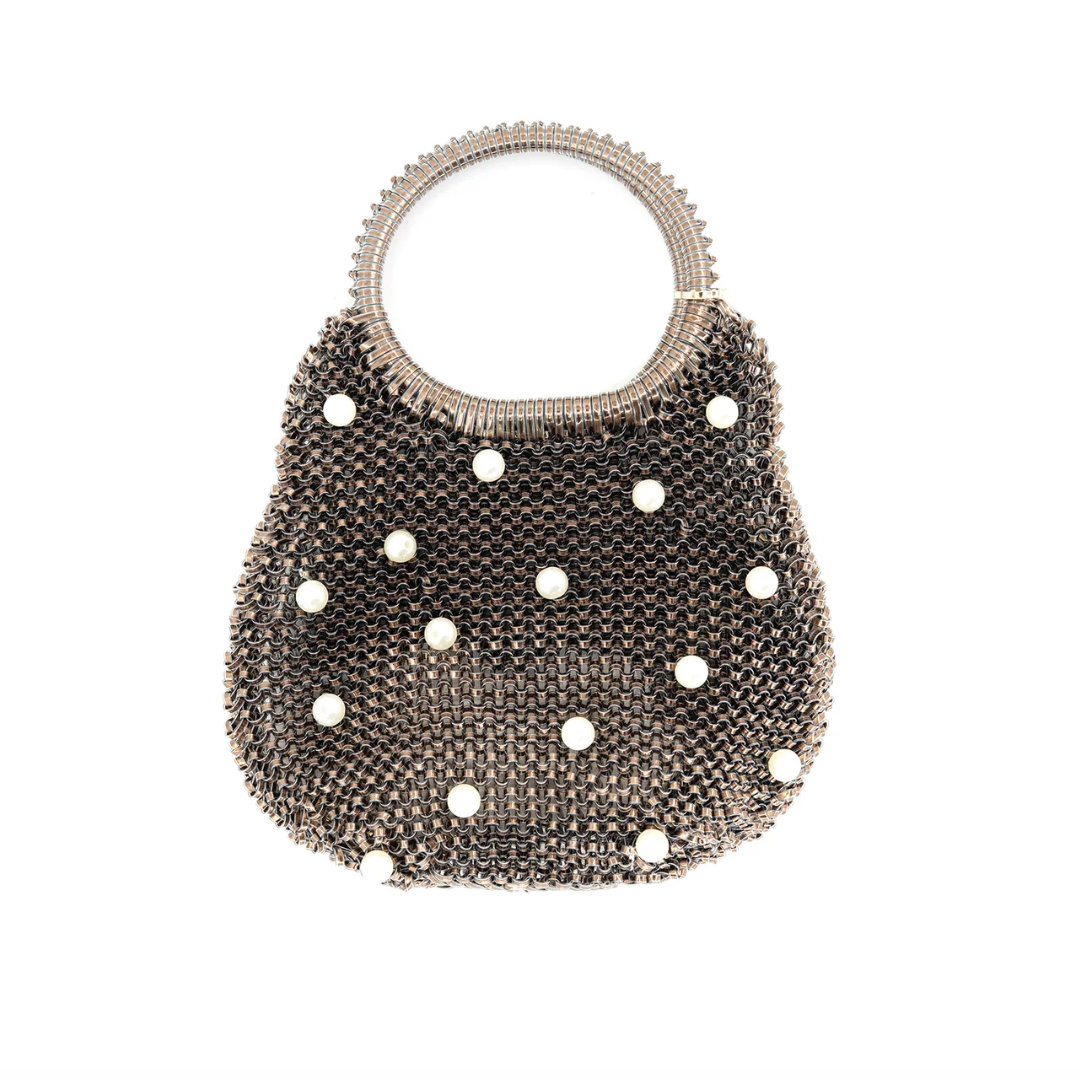 Bronze Evening Bag with Pearl