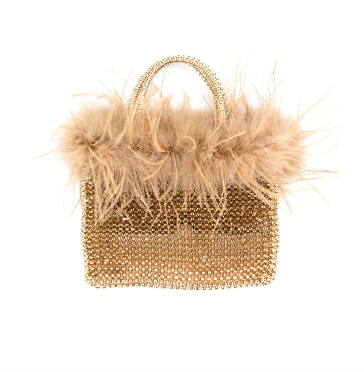 Gold Evening Bag with Fur