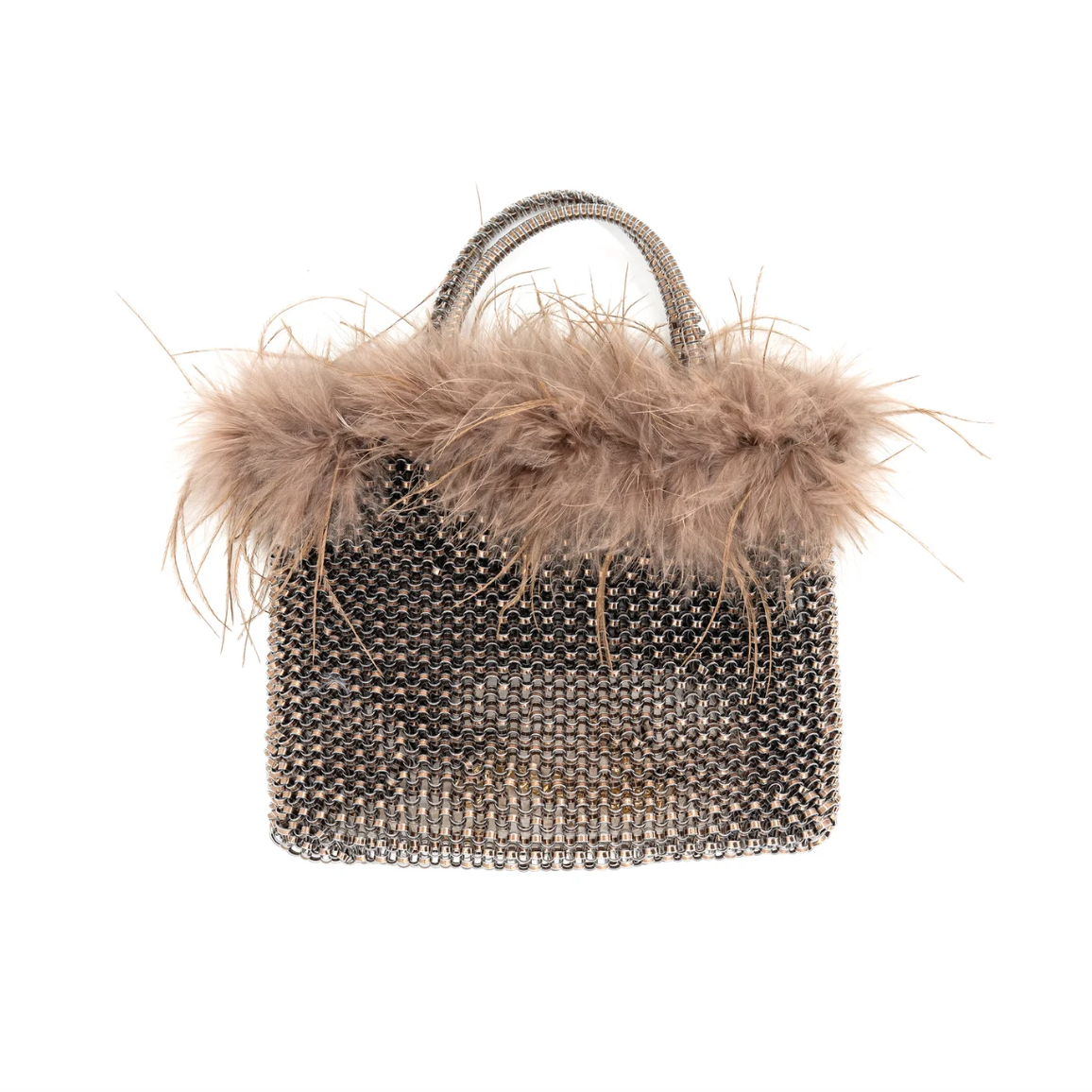 Bronze Evening Bag with Fur
