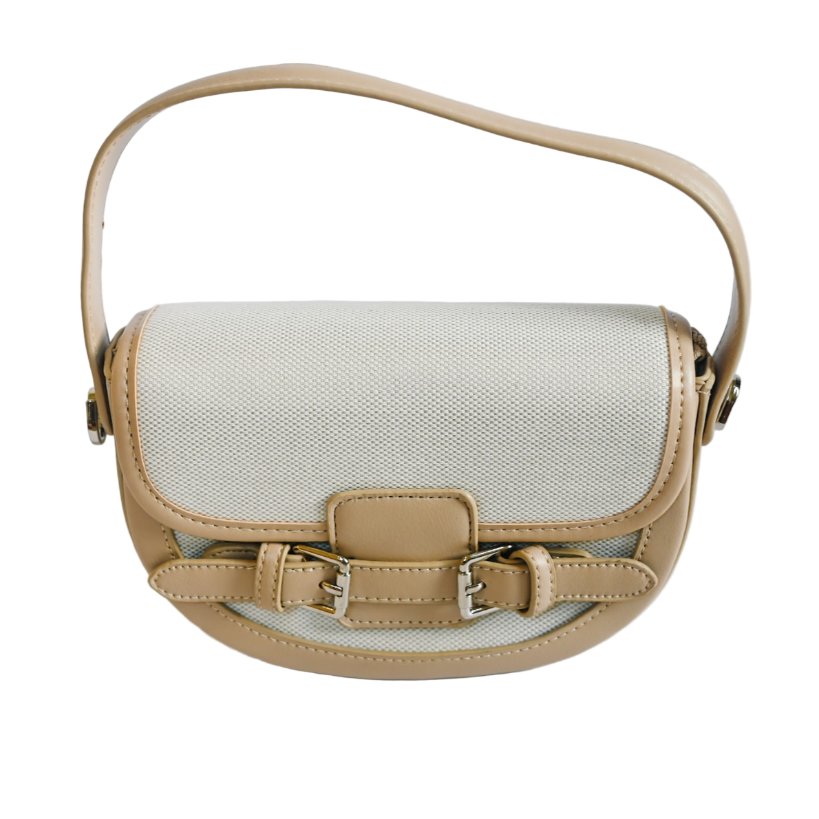 Buckle Décor Top Handle Canva Crossbody Bag