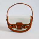 Buckle Décor Top Handle Canva Crossbody Bag