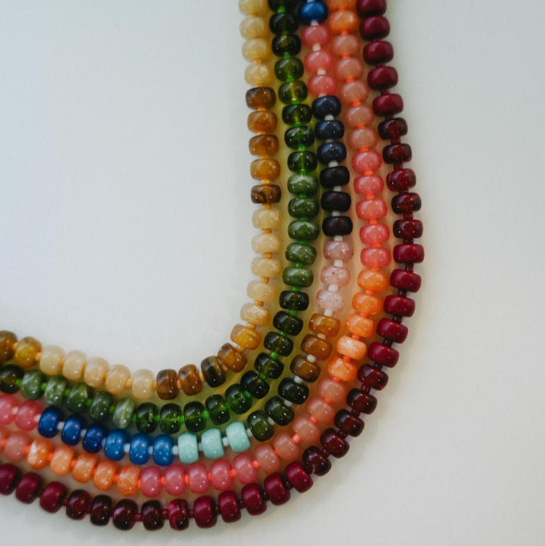 Small Marble Rondelle Bead Necklace