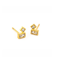 Baguette & Cz Post Earrings