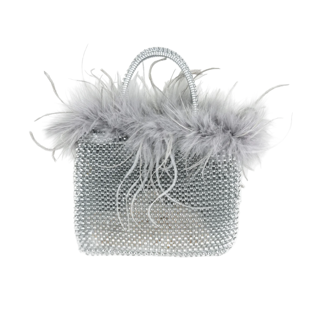 Silver Evening Bag with Fur