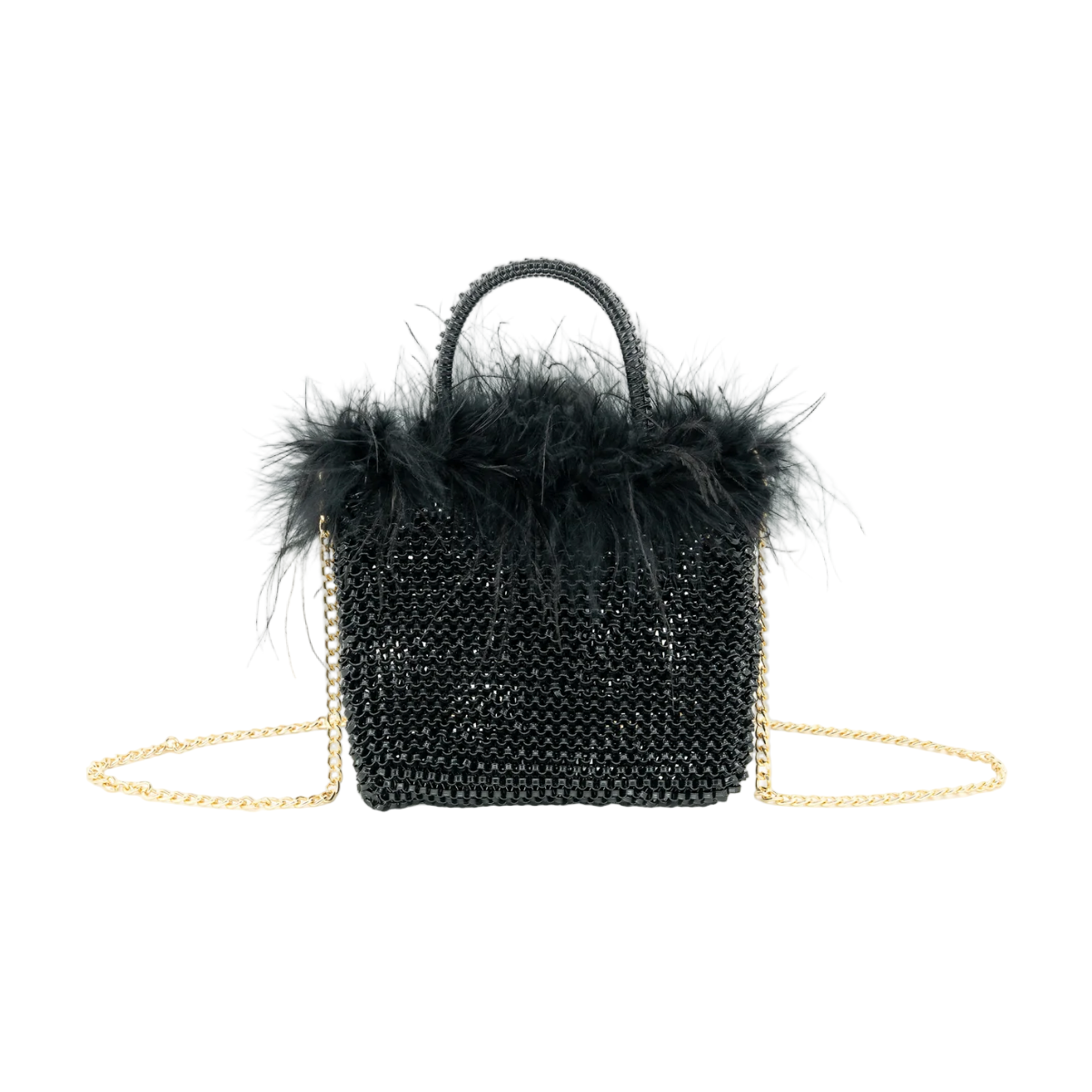 Black Evening Bag with Fur