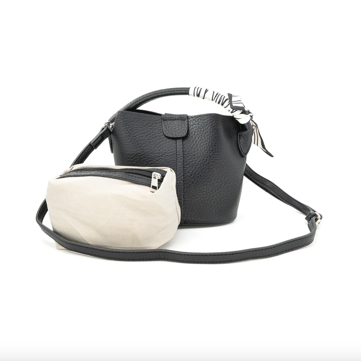 Mini Faux Leather Bag with Scarf