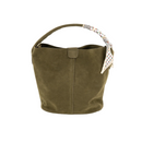 Mini Olive Faux Suede Bag with Scarf