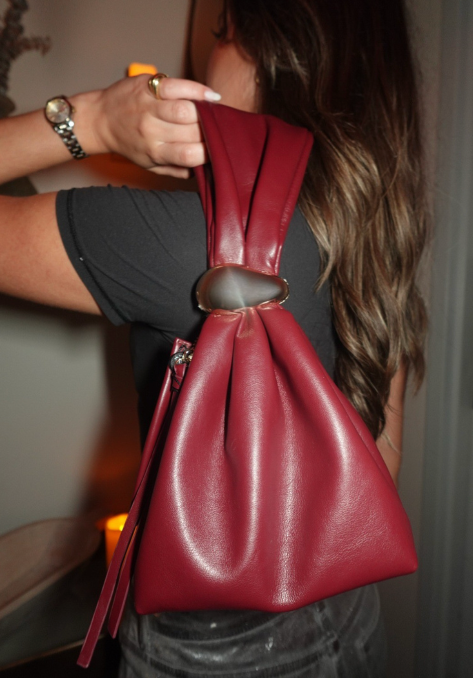 Mini Bag with Handle & Gold Accessory