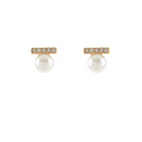 Pearl & Pave Bar Stud Earrings