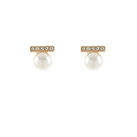 Pearl & Pave Bar Stud Earrings