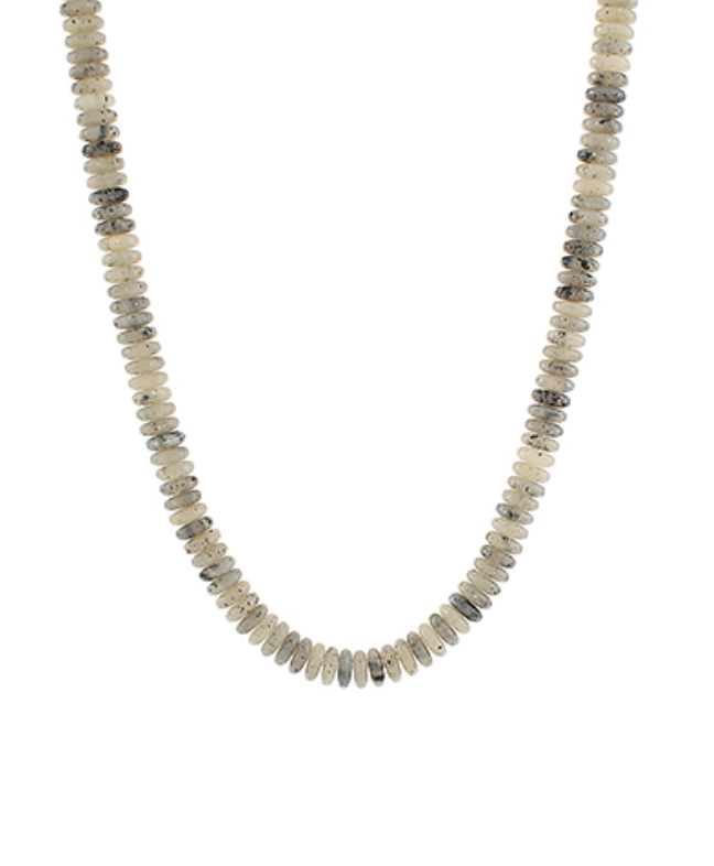 Wide Disk Marble Bead Necklace