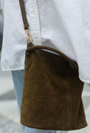 Mini Olive Faux Suede Bag with Scarf