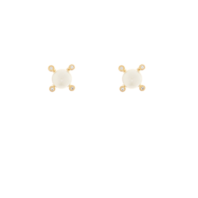Accented CZ 6mm Pearl Studs