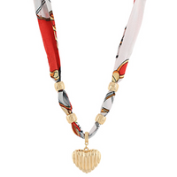 Puffy Heart Charm Scarf Necklace