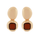 Square Dome Shape Stone & Oval Earrings