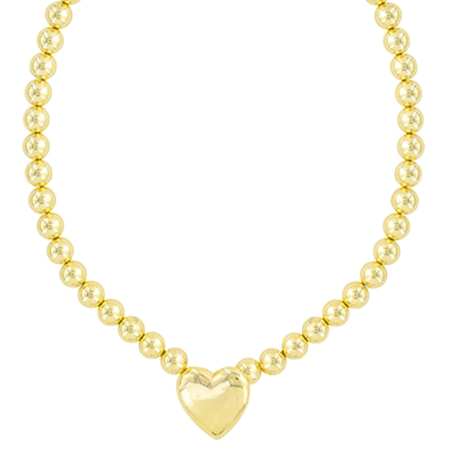 Heart Pendant CCB Ball Necklace