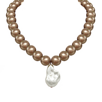 Wood & Baroque Pearl Necklace Set