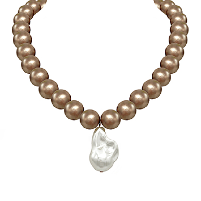 Wood & Baroque Pearl Necklace Set