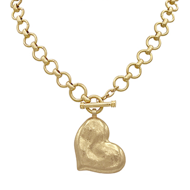 Textured Heart Necklace Set