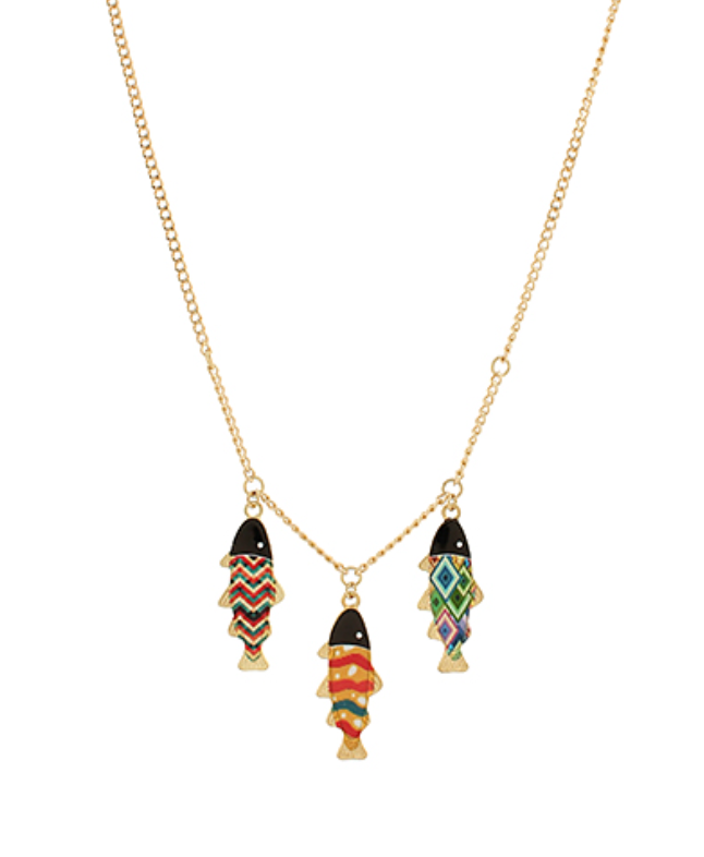 Fish Shape Multi Charm Necklace