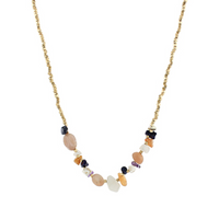 Lined Multi Shape Stone Necklace