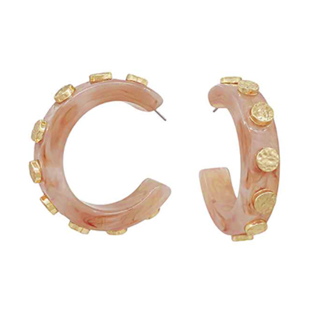 Hammered Metal Ring Acetate Hoops