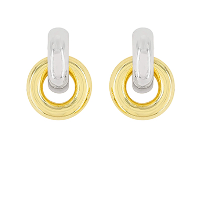 Two-tone Linked Circle Half Hoops
