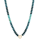 Teal Marble Bead & Ring Clasp Necklace