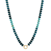 Teal Marble Bead & Ring Clasp Necklace
