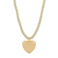 Bold Puffed Heart Cord Necklace (beige)